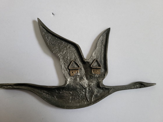 Image 1 of Mid century pewter wall birds (3)