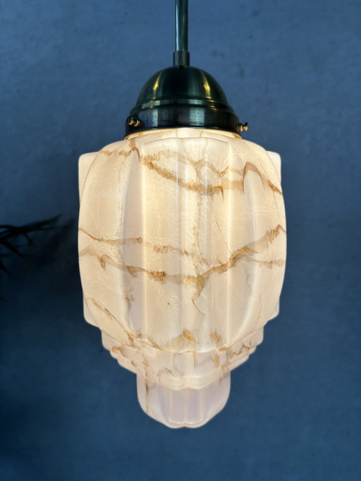 Art deco skyscraper - gemarmerde rosé opaline