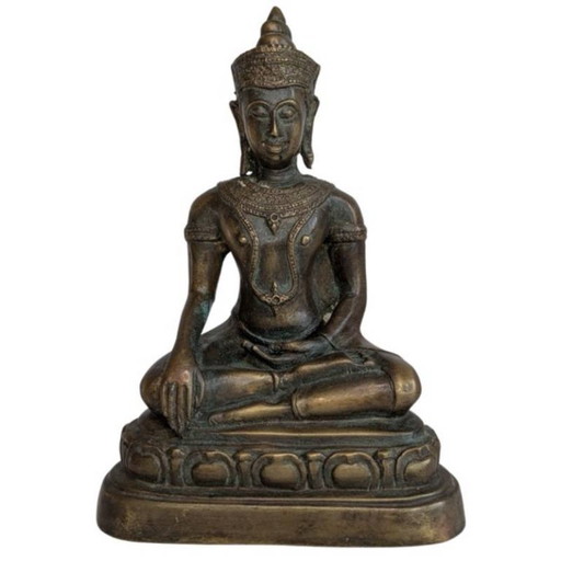Zittende Boeddha van verguld brons – Ayutthaya-Rattanakosin-overgang – beeldhouwkunst, Bronze, Gold