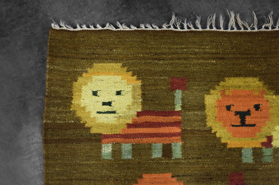 Image 1 of Tapisserie Tissée Polonaise Vintage Lions par Maria Janowska pour Wielkopolskiej Spółdzielni Pracy Przemysłu Artystycznego, 1970