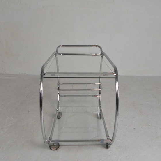 Image 1 of Art Deco trolley, serveerwagen chroom, jaren 50