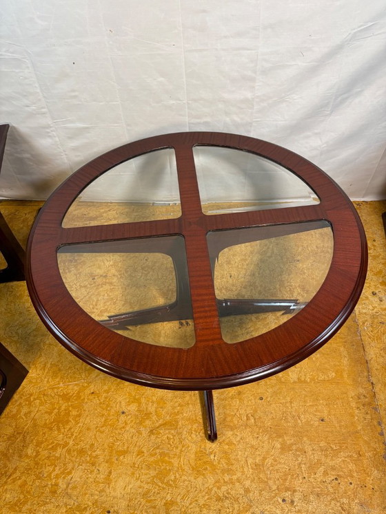 Vintage G-Plan Round Coffee Table & 4 Nested Stools | 1970s | Mahogany & Glass | Mid-Century Retro Design A (photo 13 of 18)