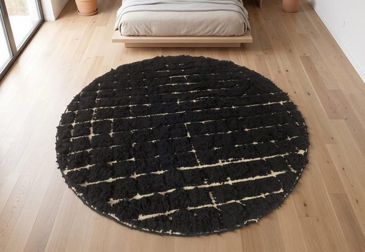 Alfombra redonda bereber de lana hecha a mano 220/220cm