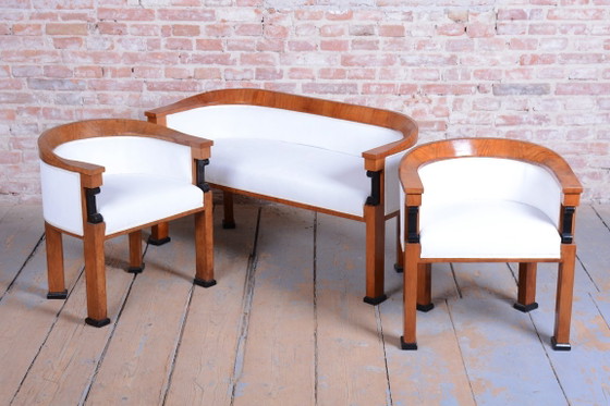 Restored Empire Seating Set, Spruce, Cherry Wood, Polish, Austria, 1850s – Seating area, Textile (photo 7 of 18)