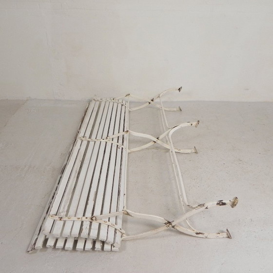 Tuinbank, Lattenbank, Inklapbaar 2 Meter Lang, Jaren 30 – 3-5 zitsbanken, Wood, Iron (photo 29 of 30)