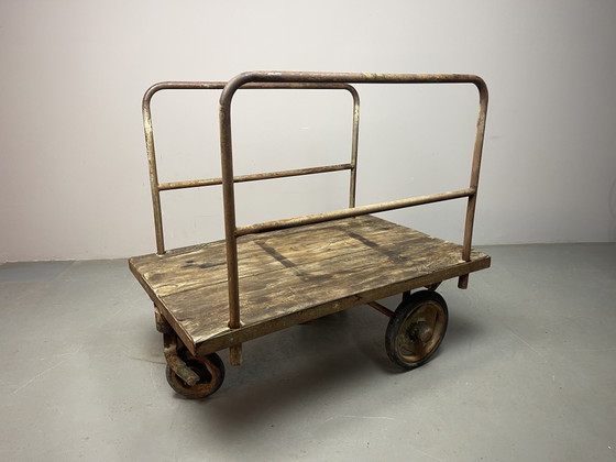 Vintage Industrial Factory Platform Trolley | Unknown | 1950s. Ref.: CT1003 – Coffee tables, Wood, Metal (photo 3 of 15)