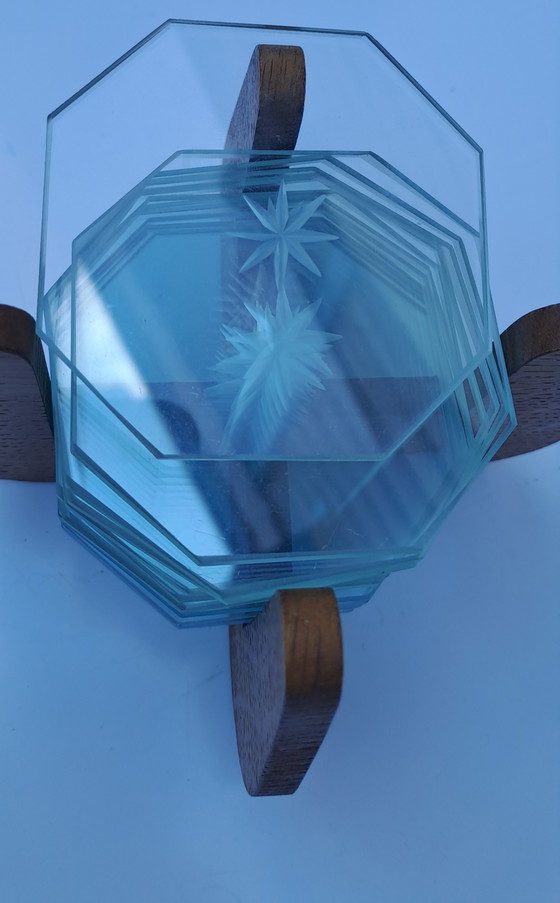 Image 1 of 12 x vintage glass coasters from the 1950s