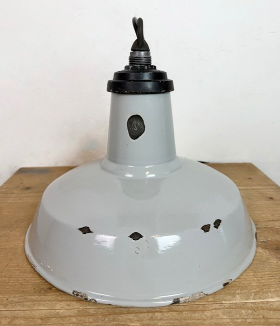 Image 1 of Suspension industrielle en émail gris, années 1960