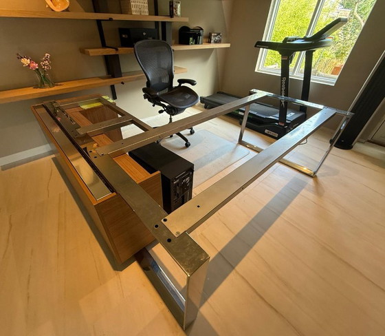 Quadrifoglio X7 Design Executive Eckschreibtisch mit Schubladen | CEO-Schreibtisch – Wood, Chrome (photo 5 of 5)