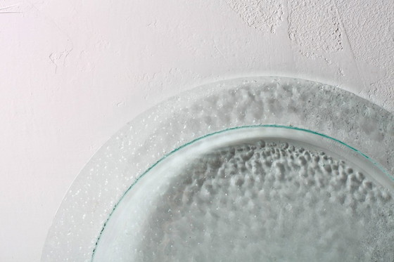 Image 1 of Vintage Georgia Green Bubble Glass schaal / Groot tafelstuk / Italië / jaren 1990
