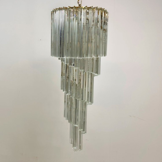 Vintage Venini Murano glas waterval kroonluchter Italy 1970s – Brass (photo 8 of 8)