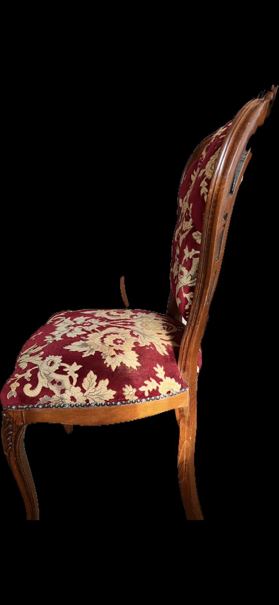 4 Chaises de salle à manger baroques, Textile, Velours, Marron (photo 6 sur 8)