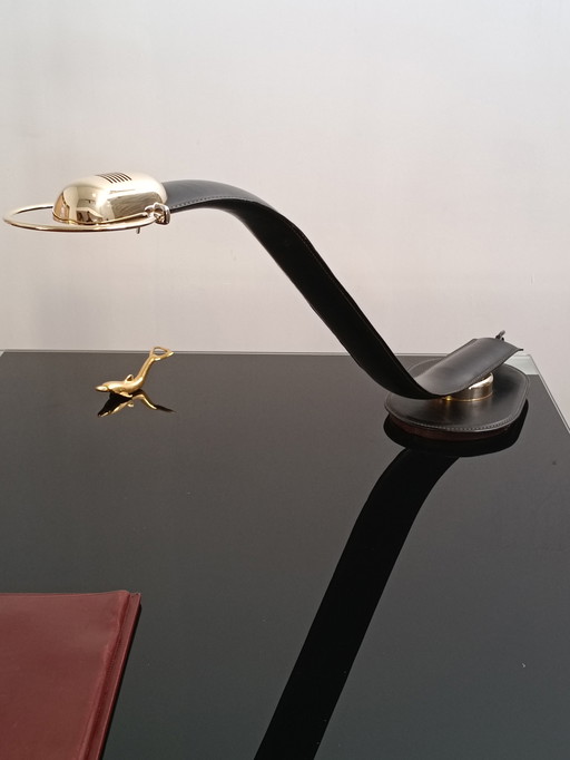 Lampe Cobra Gainée de Cuir par Traso Milano Année 1988