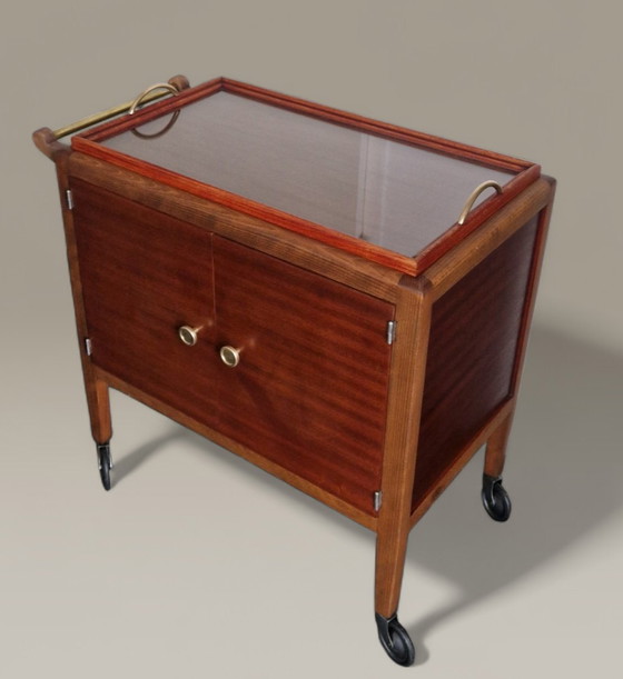 Image 1 of Desserte roulante Art Déco à plateau amovible – Ateliers Gauthier-Poinsignon Nancy, circa 1930