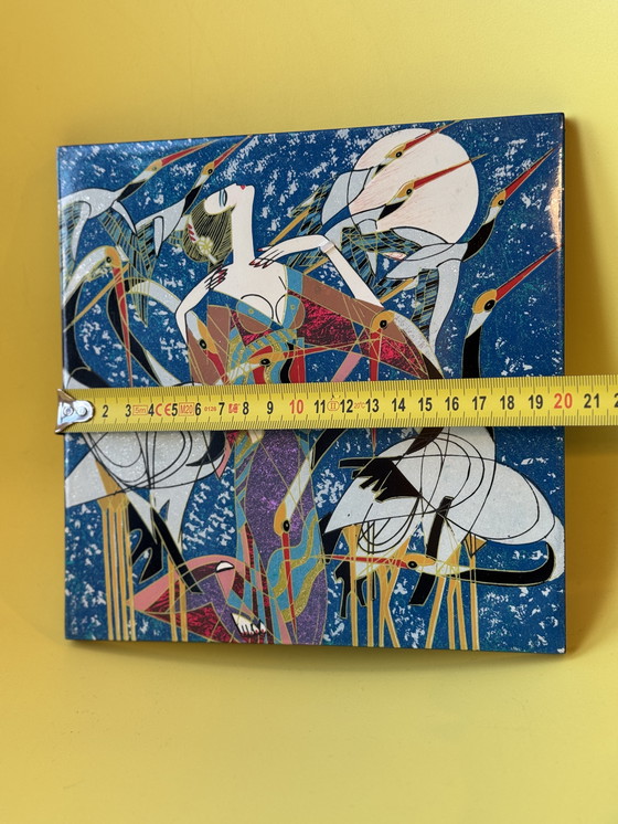 Image 1 of Wandtegel Ting Shao Kuang - kunstwerk - lakwaar op hout