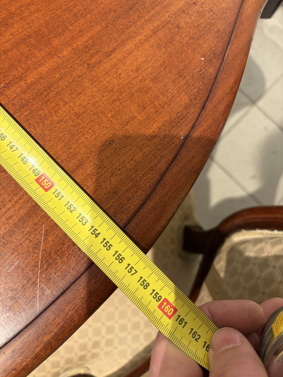 Image 1 of Antiker Collisen-Tisch mit einer massiven Mahagoni-Zwischenplatte und 6 Mahagoni-Stühlen