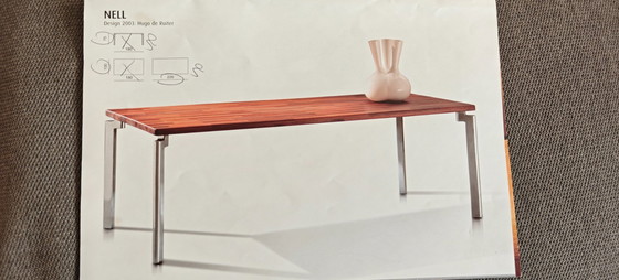 Image 1 of Leolux dining table with 8 matching leather Leolux chairs