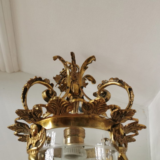 Linterna de Techo de Bronce y Cristal de Época – Estilo Clásico C. 1950 – Lámparas colgantes, Metal (photo 2 of 14)