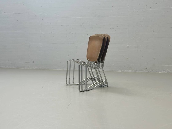 Image 1 of Set van 3 Armin Wirth klapstoelen van gevormd multiplex, Zwitserland, jaren 1950/60.