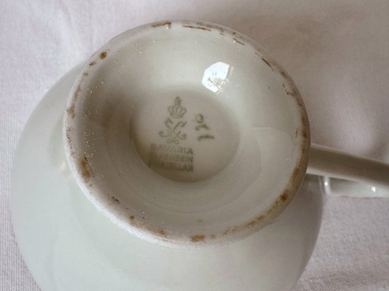 Image 1 of Vintage Bavaria Elfenbein porseleinen trio nr. 118 – pistachegroen en goud