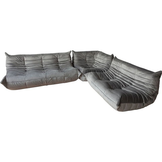 Image 1 of Togo vintage woonkamer set in grijs fluweel van Michel Ducaroy voor Ligne Roset, Frankrijk 1970