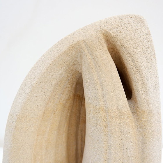 Image 1 of Brutalistische Tischlampe aus geschnitztem Kalkstein - Um 1980er Jahre