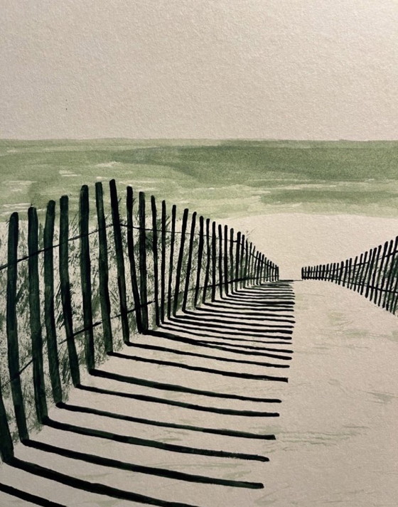 Image 1 of Inchiostro verde oliva su carta naturale da 250 g. Dimensioni 40x30 cm.