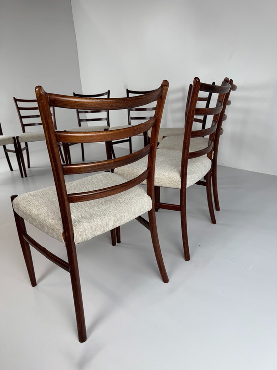 Image 1 of Set mit 8 Esszimmerstühlen aus Palisanderholz von Johannes Andersen – Schou Andersen Møbelfabrik