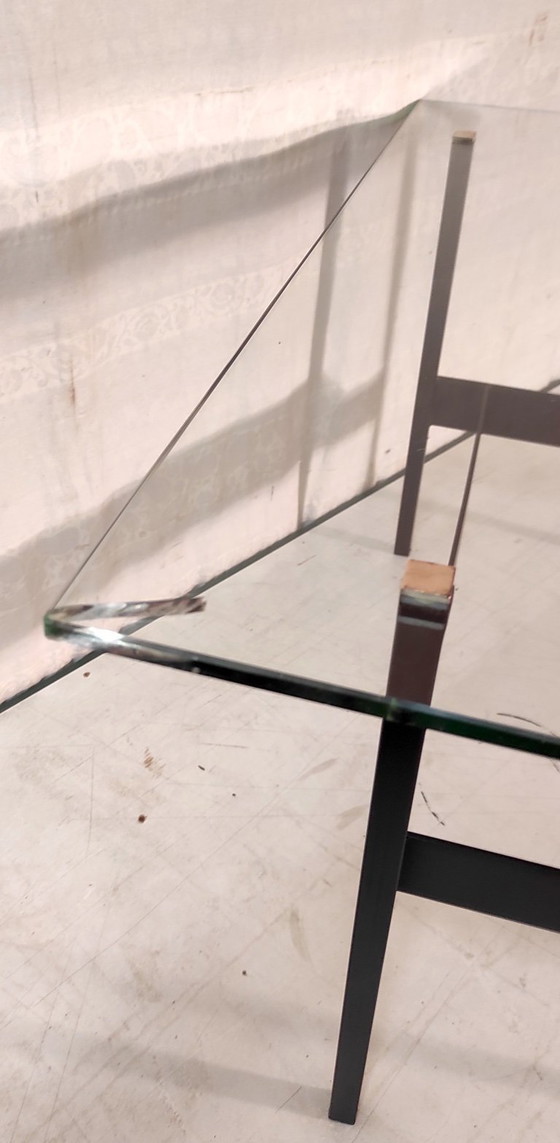 Image 1 of Modernist coffee table in metal, glass and brass - 1950s