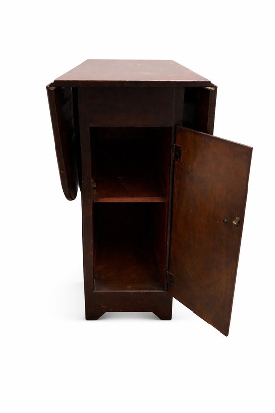 Image 1 of Tavolo pieghevole vintage con ante a ribalta – Legno scuro, circa 1950