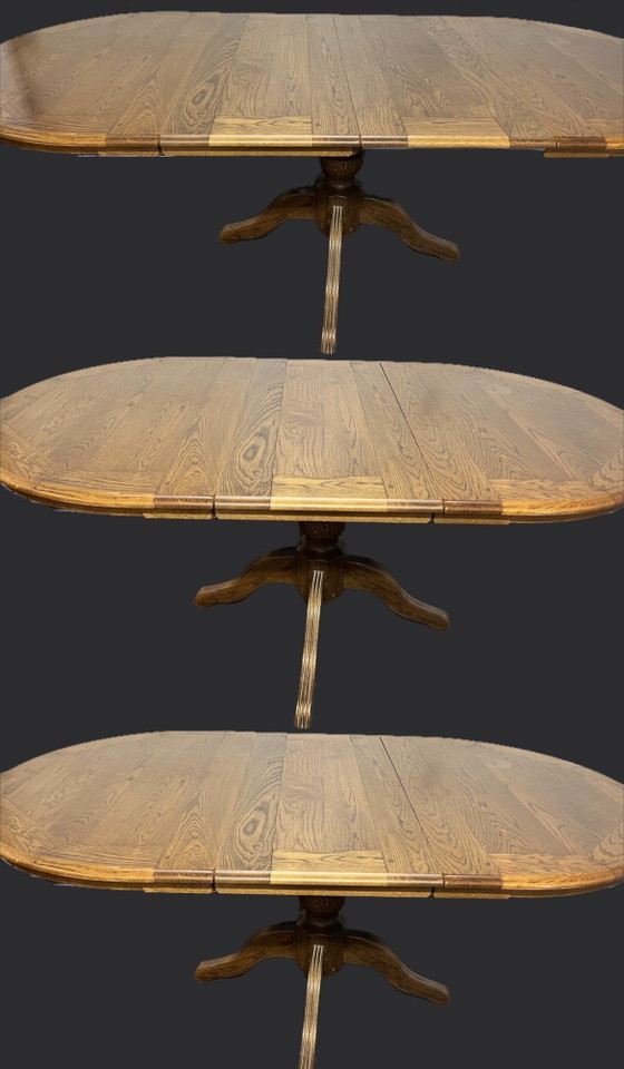 Image 1 of 4 Bannink Art Nouveau oak extendable dining tables