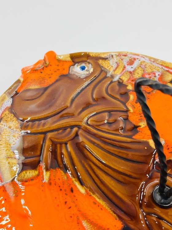 Image 1 of Piatto da pesce vintage in ceramica Vallauris, arancione