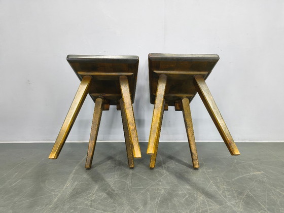 Image 1 of Set of 3 Brutalist Wooden Chairs, Czechoslovakia, 1950s