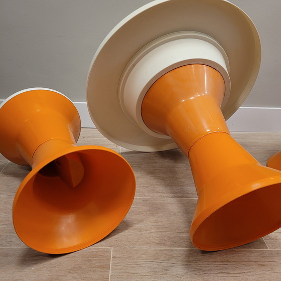 Image 1 of “Tam Tam / Diabolo” Table and Stool Game, After Henry Massonnet, Space Age, 70's – Italy