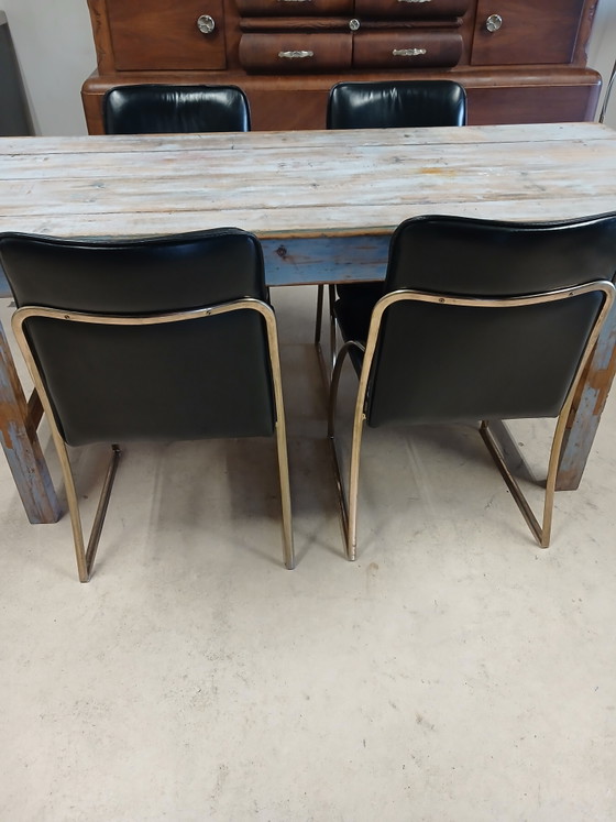 Vintage design dining chairs – Leather, Metal (photo 9 of 14)
