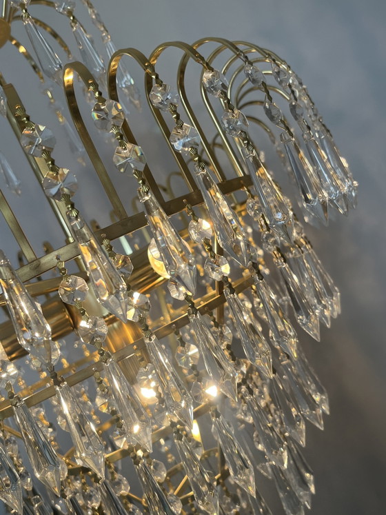 Image 1 of cut crystal point icicles chandelier