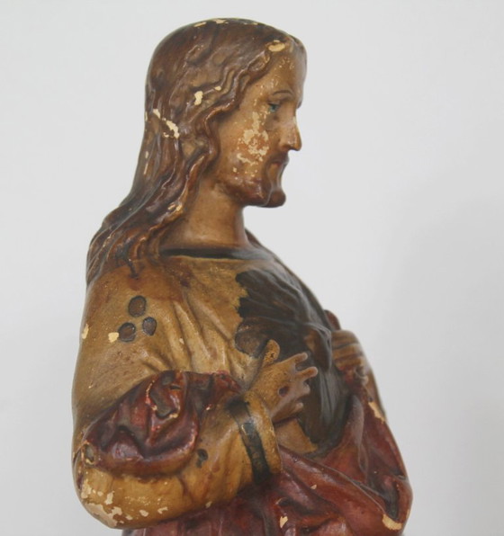 Image 1 of Devoción de Cristo al Sagrado Corazón. Antigua, 49 cm de alto.