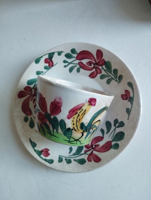 Tazza e piattino "Gallo" Creil & Montereau