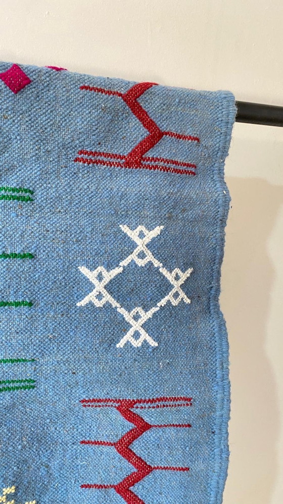 Image 1 of Authentischer handgeknüpfter Berberteppich – Atlaswolle – 100 x 50 cm – Einzigartiges Kelim-Design