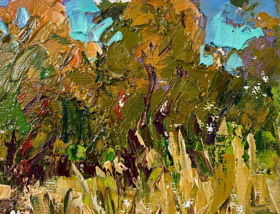 Image 1 of Original Oil Painting Autumn Forest Landscape Where the reeds whisper