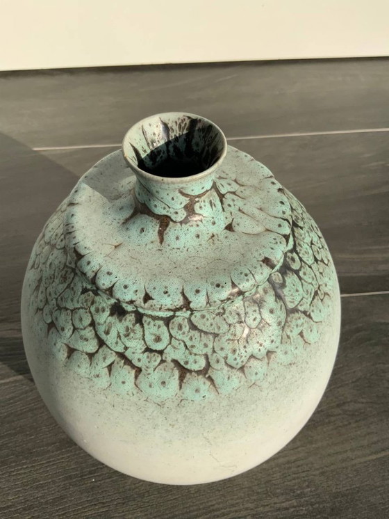 Image 1 of Pottery Vase – "Snakeskin" Shrink-Glaze by Albert Kiessling (KLW), Langenhessen