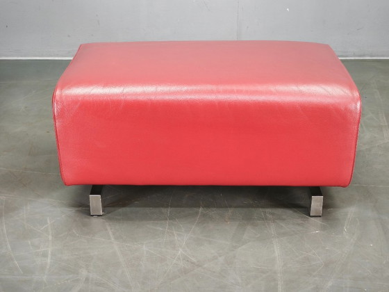 Fauteuils Lounge Oversize en Cuir Rouge et Ottoman Wittmann, Autriche (photo 7 of 20)