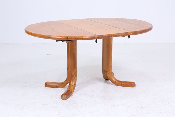 Image 1 of Table de cuisine vintage en pin des années 60 | Mid Century Table de salle à manger rétro des années 70 Bois extensible #05-41