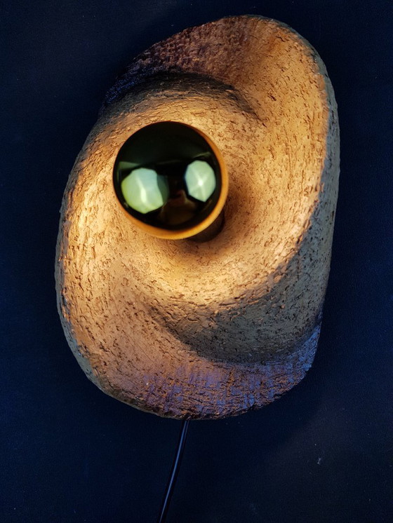 Image 1 of Vintage Brutalist Chamotte Clay Wall Lamp - Mid-Century Modern Ceramics (1960s/1970s)
