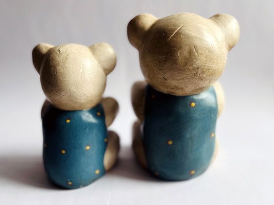 Image 1 of Duo di teddyberen houten vintage