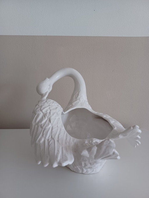 Vintage '50-'60 Bassano swan- Italian ceramic. majolica