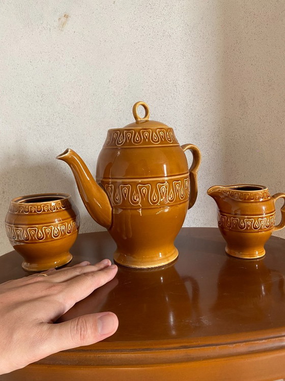 Vintage Pagnossin Treviso Tea & Coffee Service 21 Pieces, 1970s – Caramel Brown Earthenware – Crockery (photo 5 of 11)