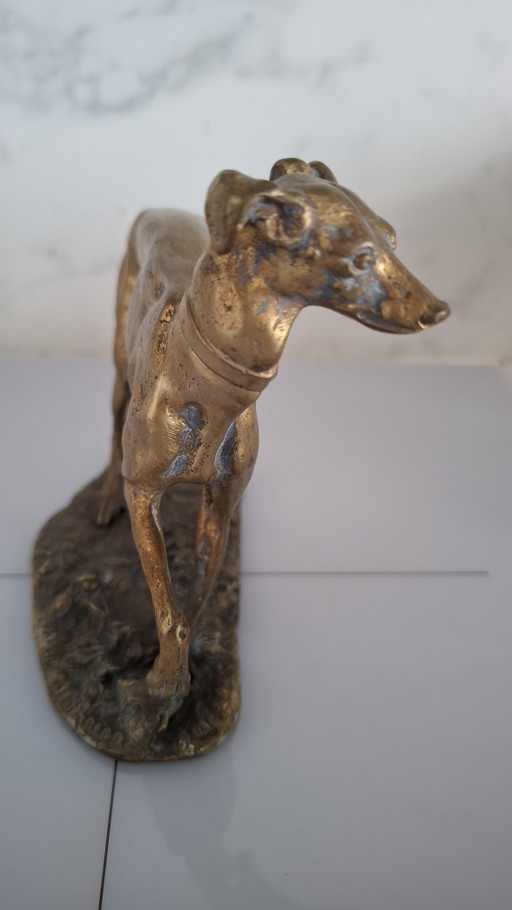 Lévrier en bronze, fin du XIXe ou début du XXe siècle.