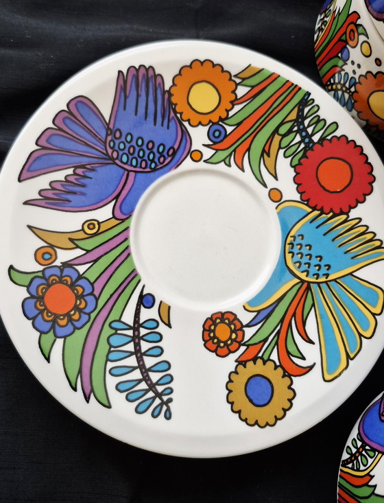 Image 1 of 7 tazze da caffè Acapulco Villeroy & Boch + 2 piattini con logo marrone