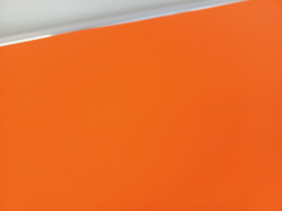 Image 1 of Vintage desk in orange imitation leather and chrome from the 1970s